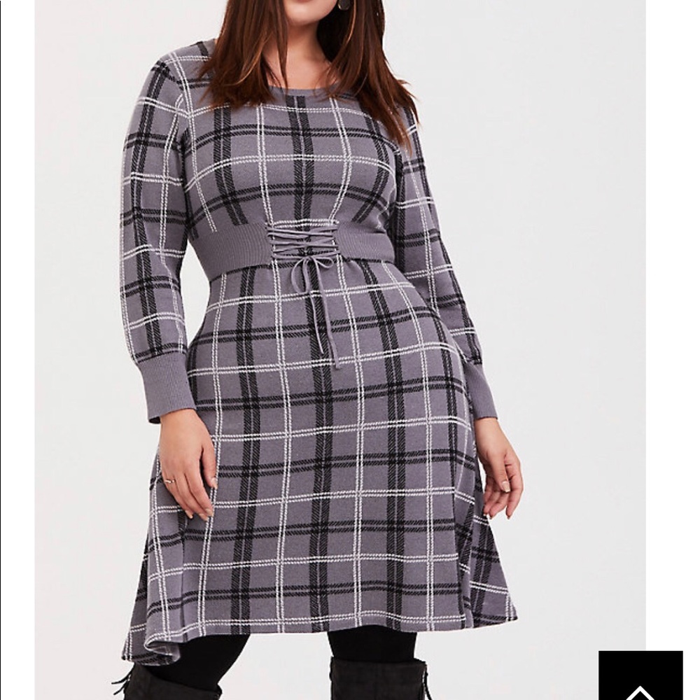Torrid Gray Plaid Sweater Dress